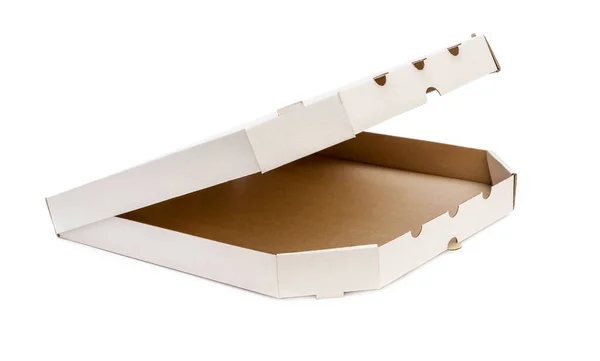 白い背景に隔離されたオープンピザボックス — ストック写真