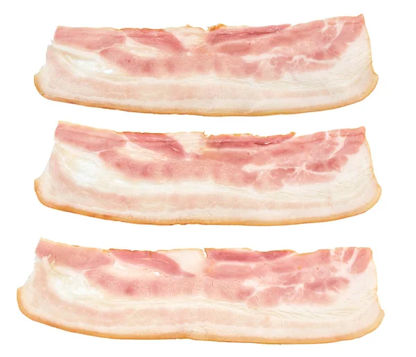 Fatias Bacon Isolado Branco Vista Superior — Fotografia de Stock
