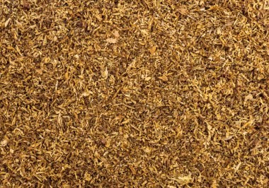 Kesilmiş tütün dokusu. Üst görünüm.