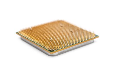 Beyaz arkaplanda bilgisayar işlemcisi. 