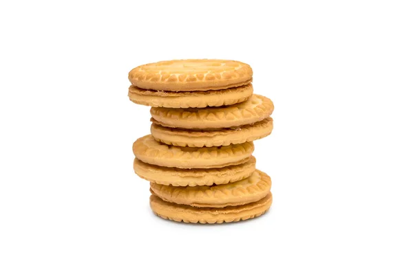 Galletas Sándwich Con Crema Sobre Blanco —  Fotos de Stock