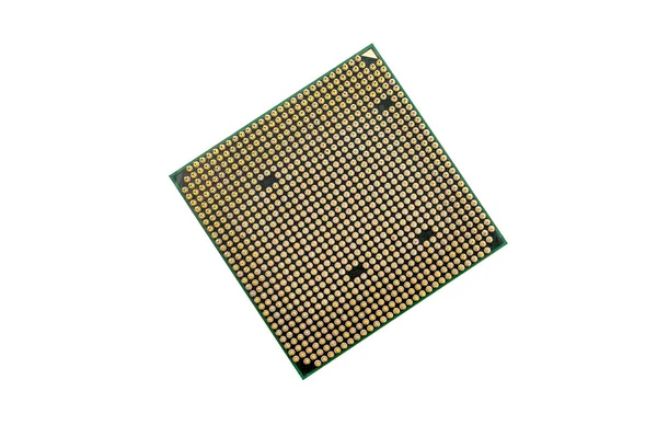 Számítógépes Processzor Fehér Háttérrel Felülnézet — Stock Fotó