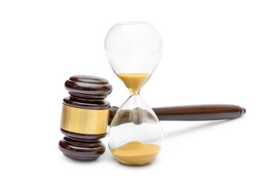 Hakim tokmağı beyaz kum saati ile. 