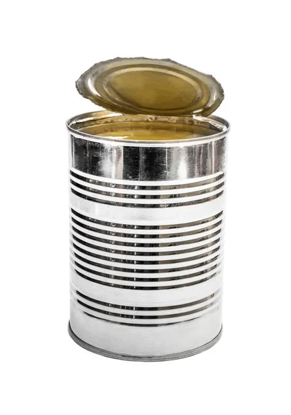 Opened Metal Tin Can White — Stock Photo, Image