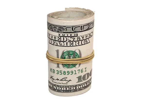 Сто долларов банкноты изолированы на белой backgrou — стоковое фото