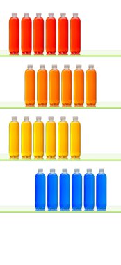 Raflarda renkli şişe