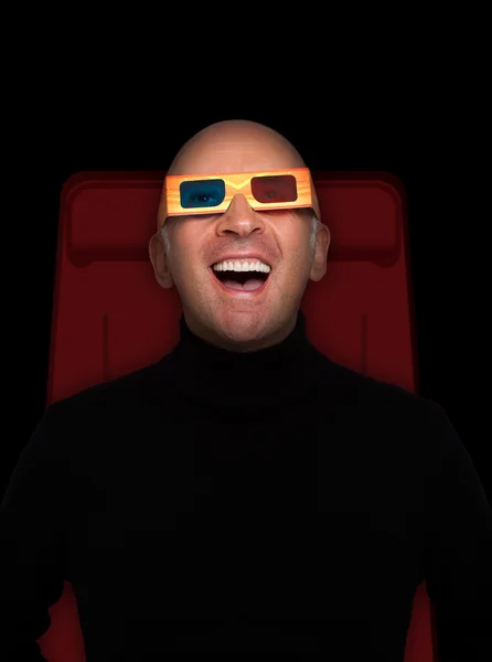 Hombre viendo películas en 3D — Foto de Stock