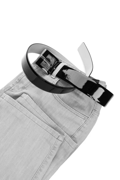 Detalj av jeans och bälte — Stockfoto
