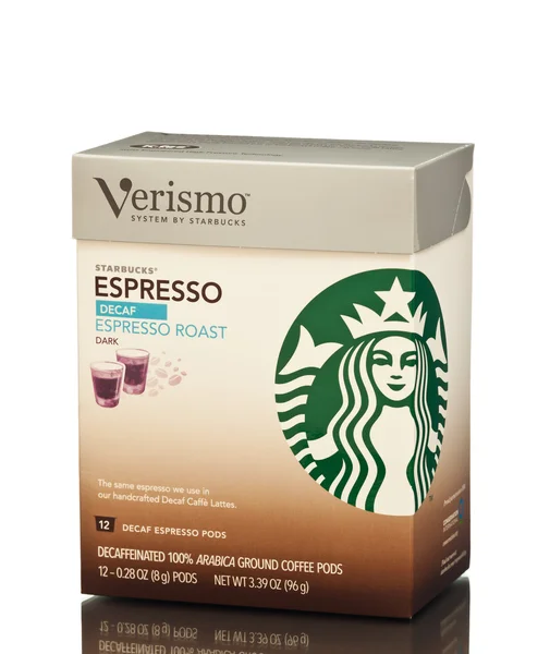 MIAMI, États-Unis - 30 mars 2015 : Boîte de capsules décaféinées Starbucks Roast Espresso Verismo, 12 chiffres . — Photo