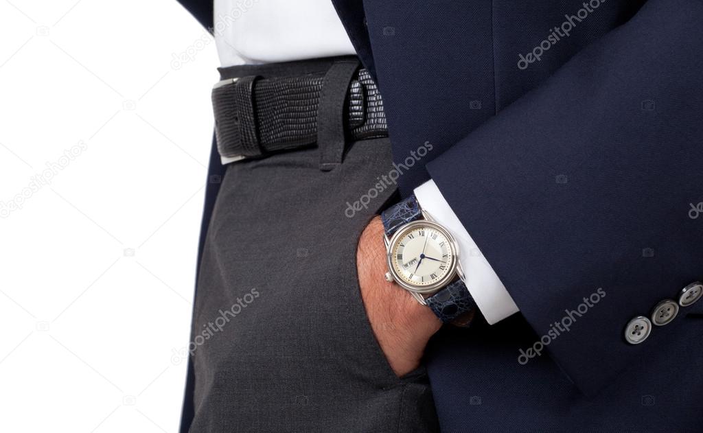 Close up of a man's hand wearing a watch