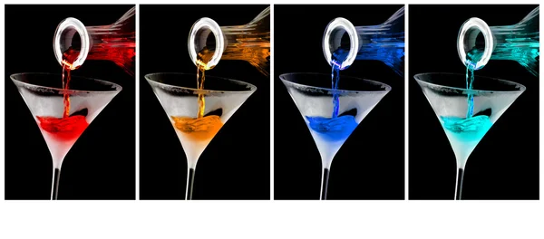 Cocktail colorati in bicchieri da martini ghiacciati — Foto Stock