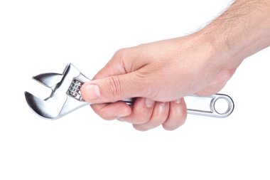 ayarlanabilir bir anahtarı tutan adam