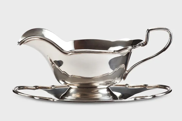 Silver gravy boat isolated — Stock Photo, Image