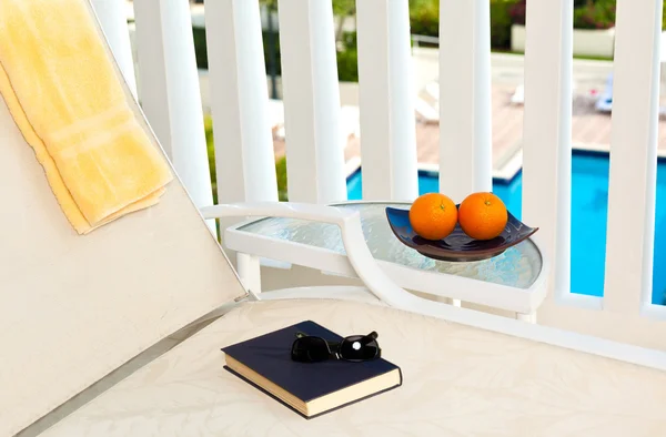 Close up of a chaise lounge in a resort — Stock Photo, Image