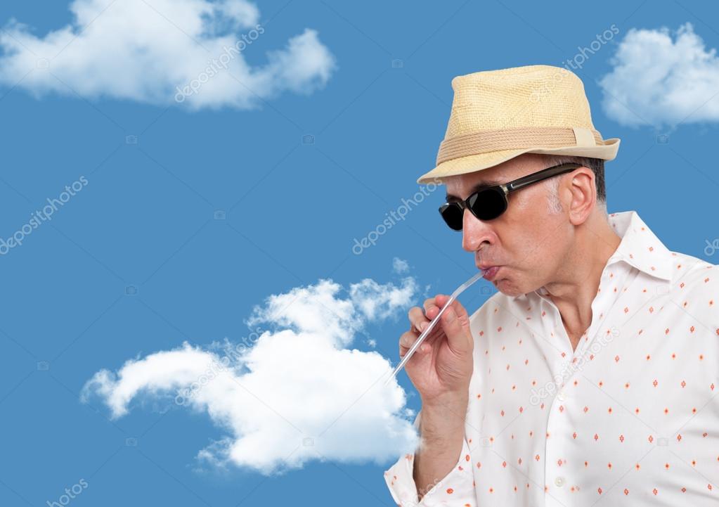 Man drinking from a cloud