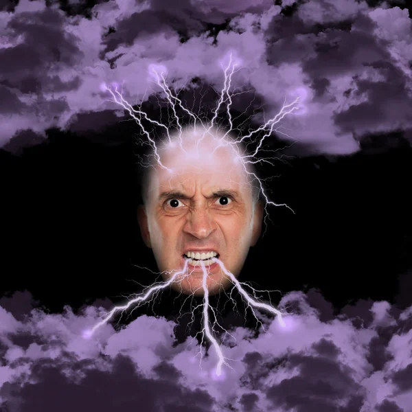 Heel boos man spuwen lightning — Stockfoto