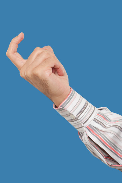Close up of a hand gesturing with a finger
