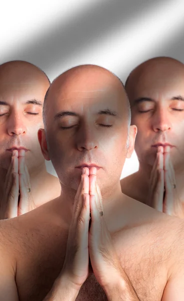 Three clones or triplets meditating — Stock Photo, Image