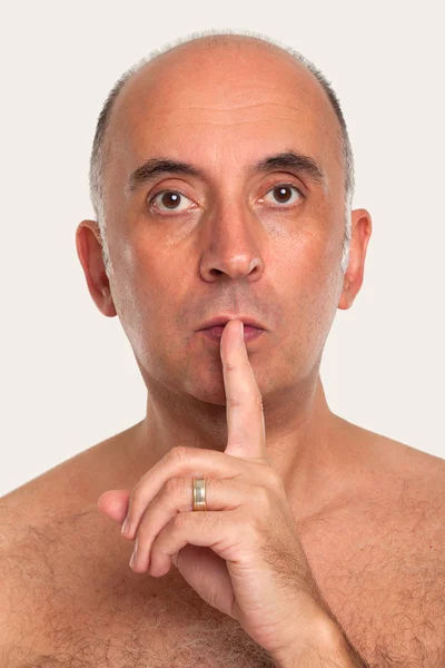 Man saying silence, quiet — Stock Photo, Image