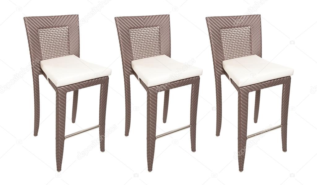 Three wicker bar stools