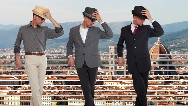 Three clones or triplets in Florence, Italy — Stock Photo, Image