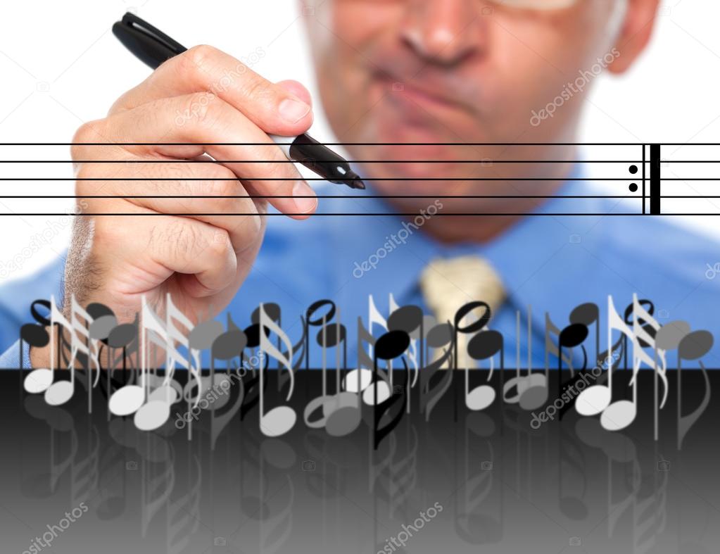A man composing music