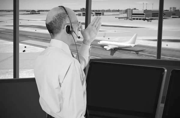 Luchtverkeersleider op het werk — Stockfoto