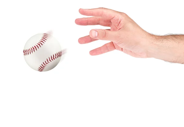 A hand throwing a baseball — Stock Photo, Image