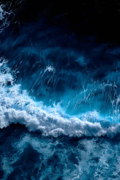 Vista Aérea Las Olas Océano Splashing Waves Agua Mar Azul —  Fotos de Stock