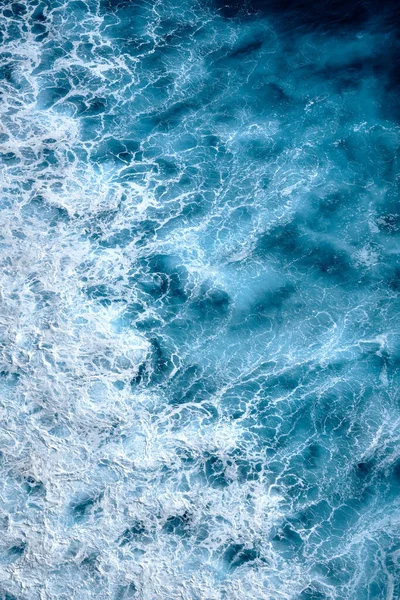 Vista Aérea Las Olas Océano Splashing Waves Agua Mar Azul — Foto de Stock