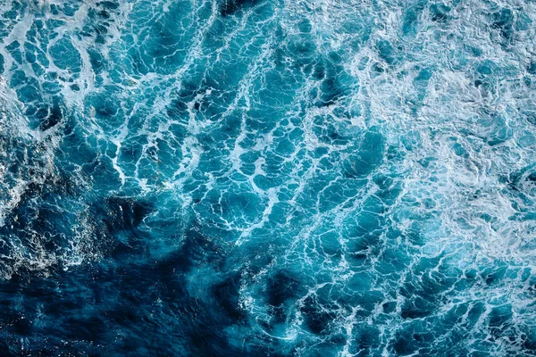 Vista Aérea Para Ondas Oceano Splashing Waves Azul Água Mar — Fotografia de Stock