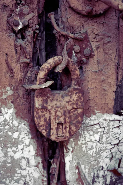 stock image Old rusty padlock on the door