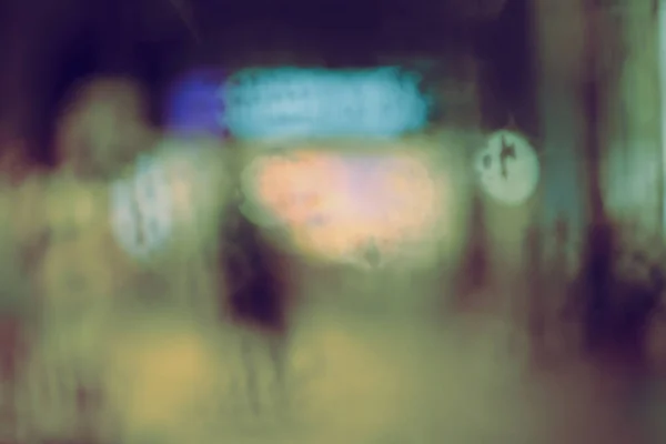 Abstract Ronde Bokeh Achtergrond Van Nachtlicht Met Regendruppels — Stockfoto
