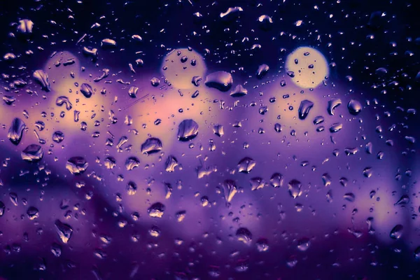 Abstrato Fundo Bokeh Circular Luz Noturna Com Gotas Chuva — Fotografia de Stock