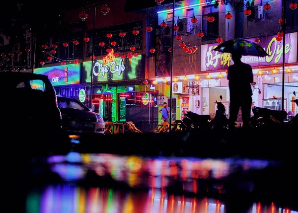 Langkawi Malaisie Novembre 2018 Cafés Asiatiques Colorés Lors Une Nuit — Photo