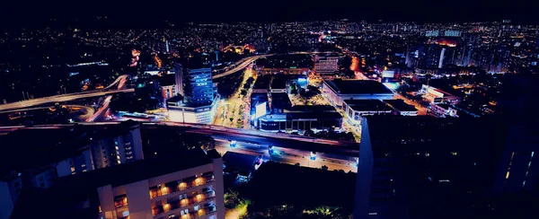 Vista Aérea Cidade Kuala Lumpur Durante Noite — Fotografia de Stock