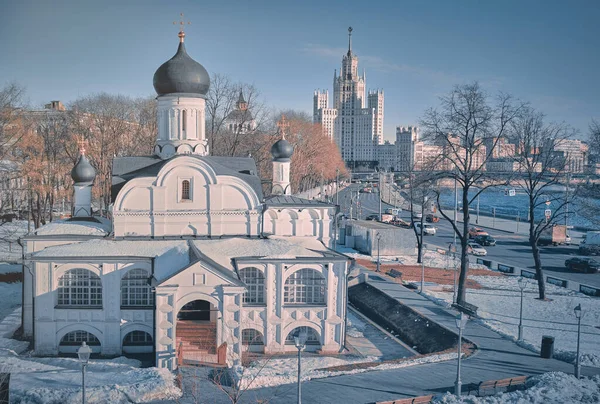 Moskou Rusland Feb 2018 Panoramisch Uitzicht Moskou Vanaf Het Park — Stockfoto