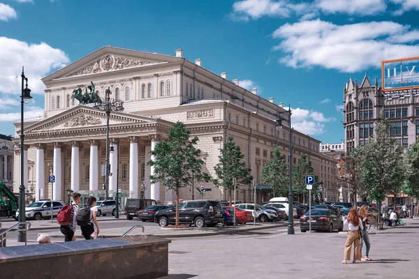 Moskwa Rosja Czerwiec 2019 Widok Budynek Big Theater Wykonany Neoklasycznym — Zdjęcie stockowe