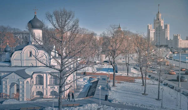 Moskou Rusland Feb 2018 Panoramisch Uitzicht Moskou Vanaf Het Park — Stockfoto