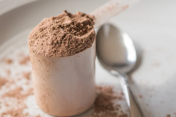 Chocolate meal replacement shake powder — Stock Photo, Image