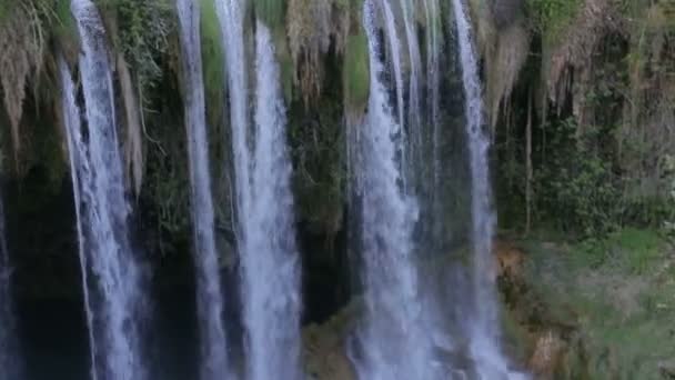 Большой водопад в парке летом — стоковое видео