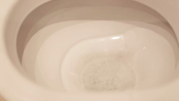 플러싱, 변기에 물 클로즈업 — 비디오