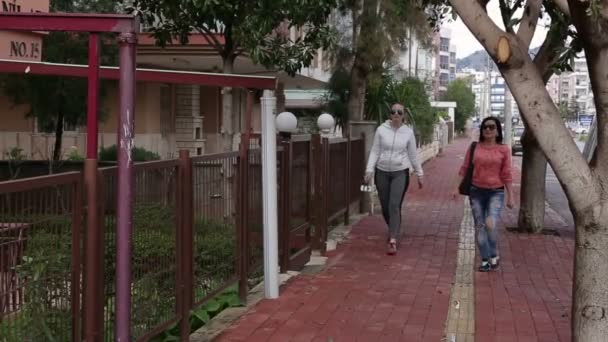 Twee mooie vrouw wandelen in het park in de zomer — Stockvideo