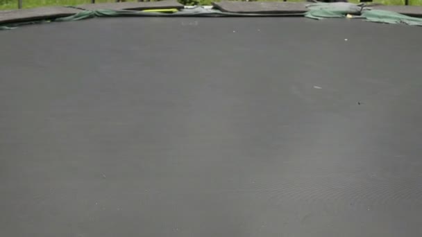 Baby-Fußsprung auf einem Trampolin — Stockvideo