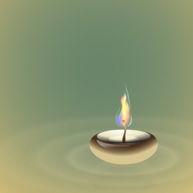 Yeşil bir arka plan üzerinde mum ile vektör çizim