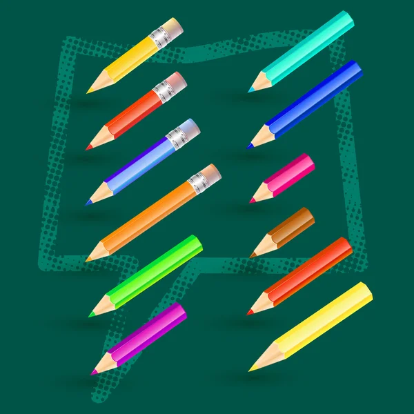 Ilustración vectorial con lápices . — Vector de stock