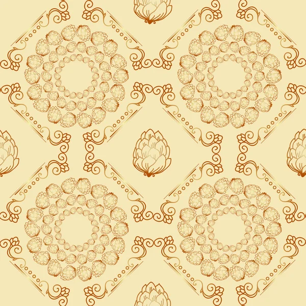 Безшовні текстури з квітковим орнаментом хмелю  . — стоковий вектор