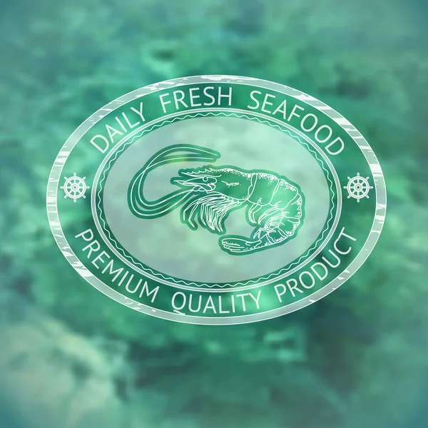 Etiqueta vectorial con camarones silueta y palabras Daily Fresh Seafood — Vector de stock
