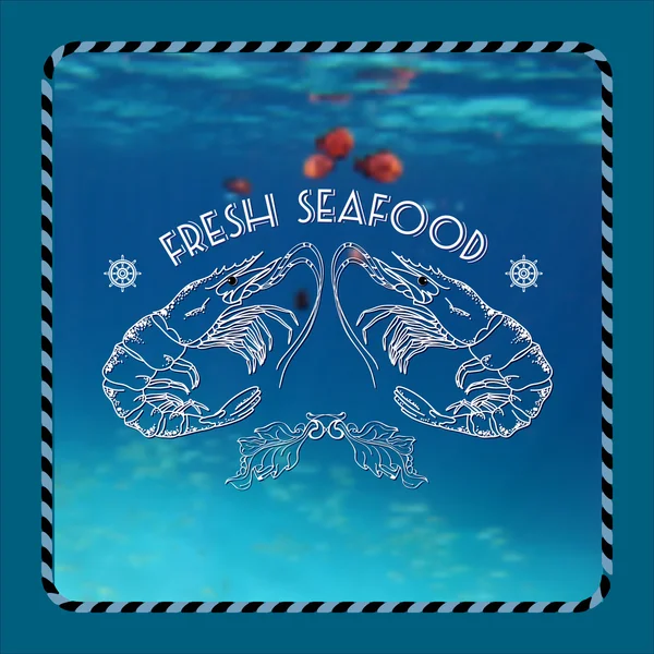 Karides siluet ve kelimeleri taze deniz ürünleri.