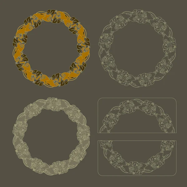 Elle çizilmiş vektör yuvarlak çiçek vintage çerçeve ayarla.